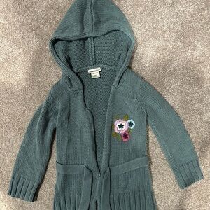 Cherokee Kids Hooded Sweater - Green with Floral Embroidery